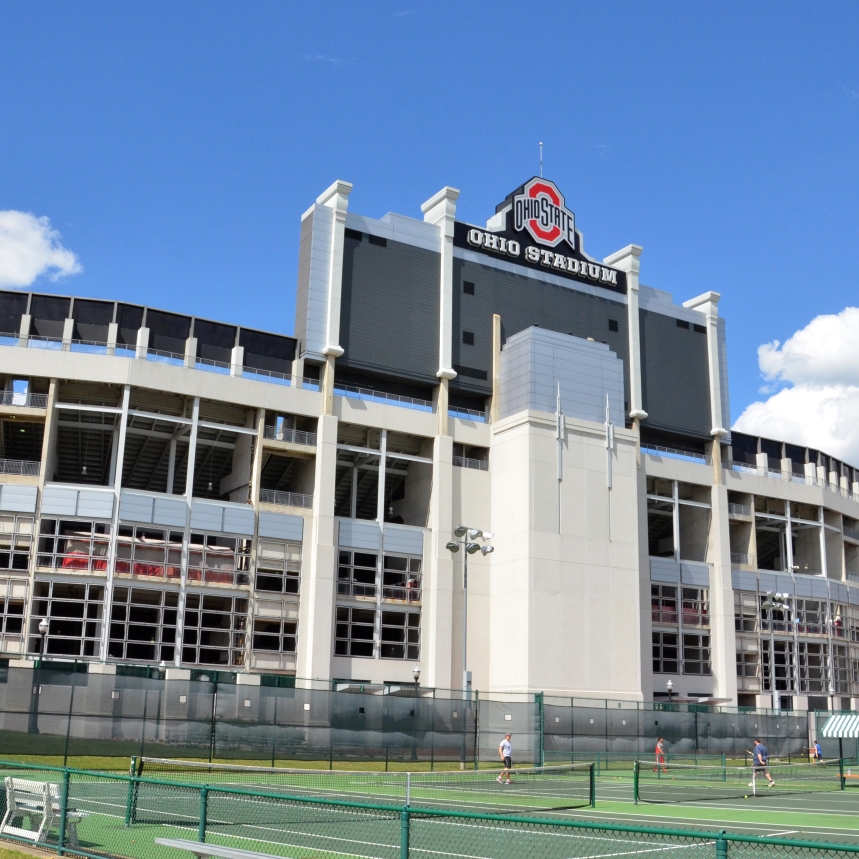 COLUMBUS, OH - JUNE 25: Ohio Stadium in Columbus, Ohio is shown on June 25, 2017. It is the home of the Ohio State University Buckeyes.